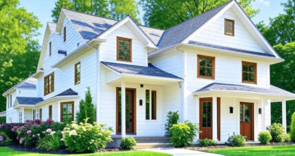 Premium white home exterior in Dayton with new roofing, siding, energy-efficient windows, and entry doors, summer 2025, Thrush & Son.