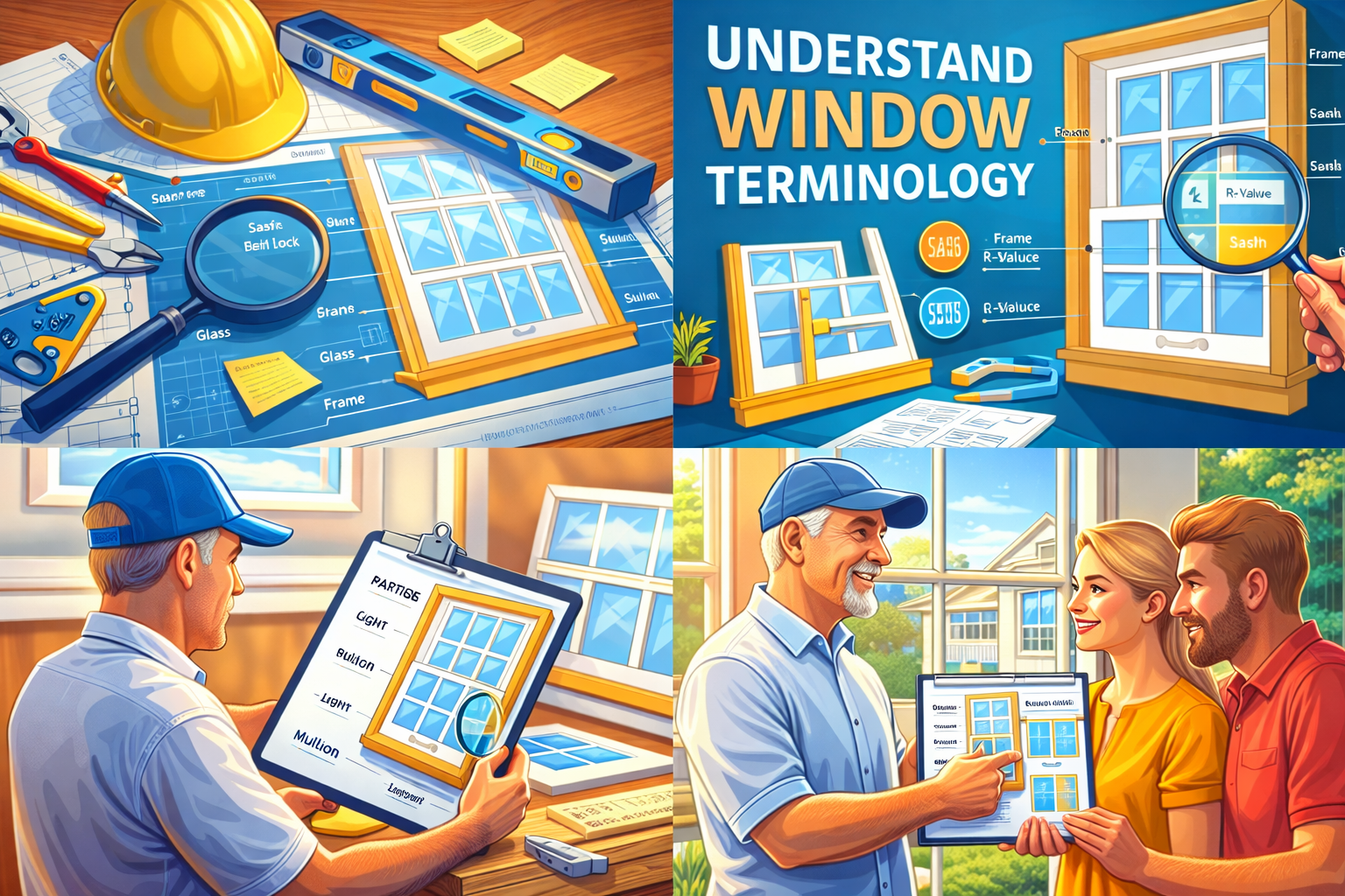 Window Terminology graphic showing key window parts and replacement terms explained