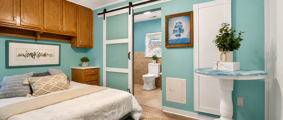 Coastal Inspired Bedroom Renovation With Custom Barn Door - Thrush & Son®