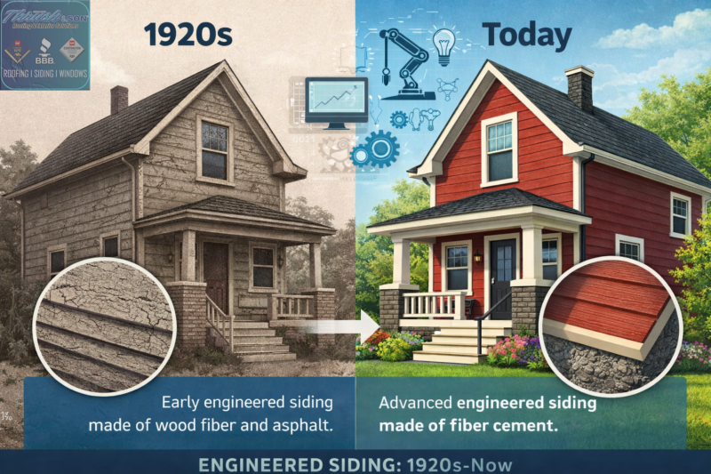 1920s engineered siding compared to modern engineered siding technology showing improved materials, durability, and exterior home design