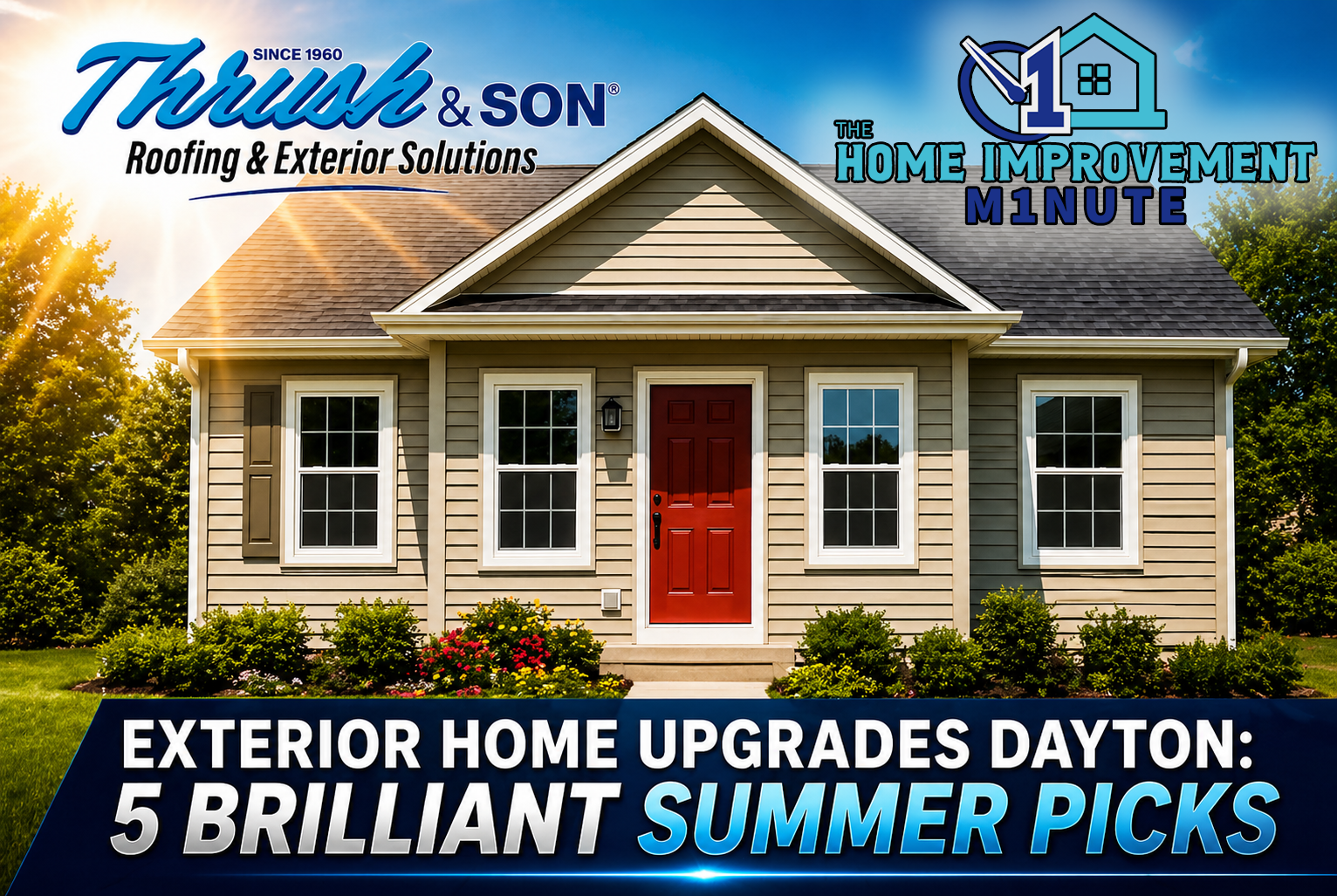 Exterior Home Upgrades in Dayton—new roof, siding, energy-efficient windows, premium entry door by Thrush & Son®.