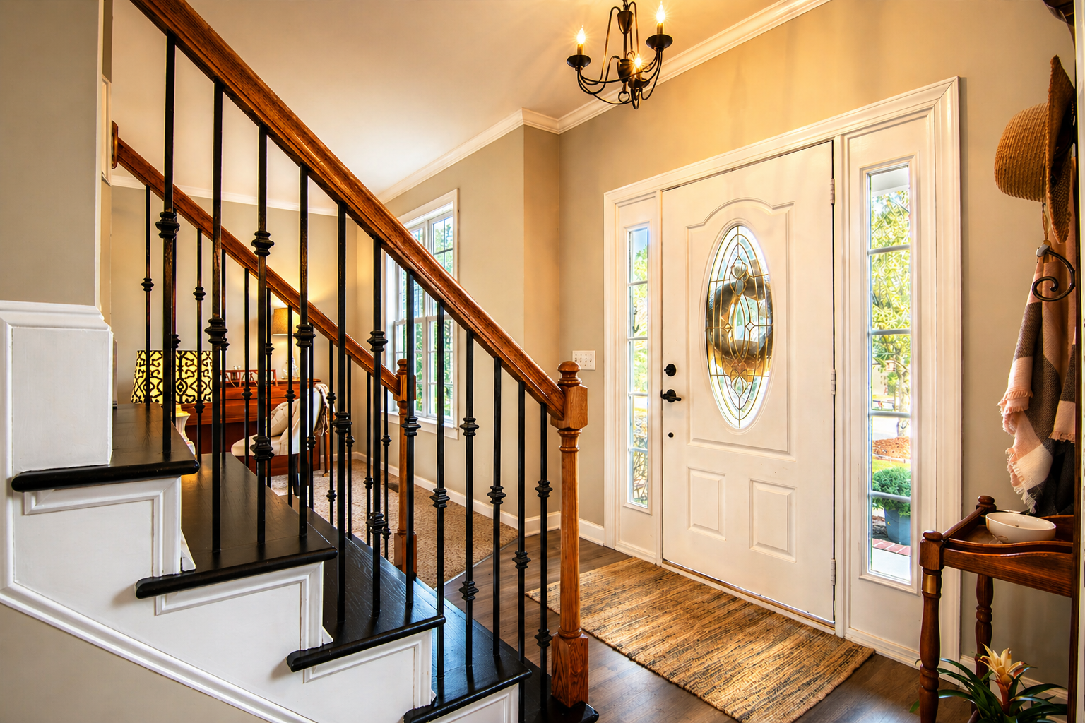 Choose a front door that enhances your home’s entryway with elegant glass design and bright natural light.