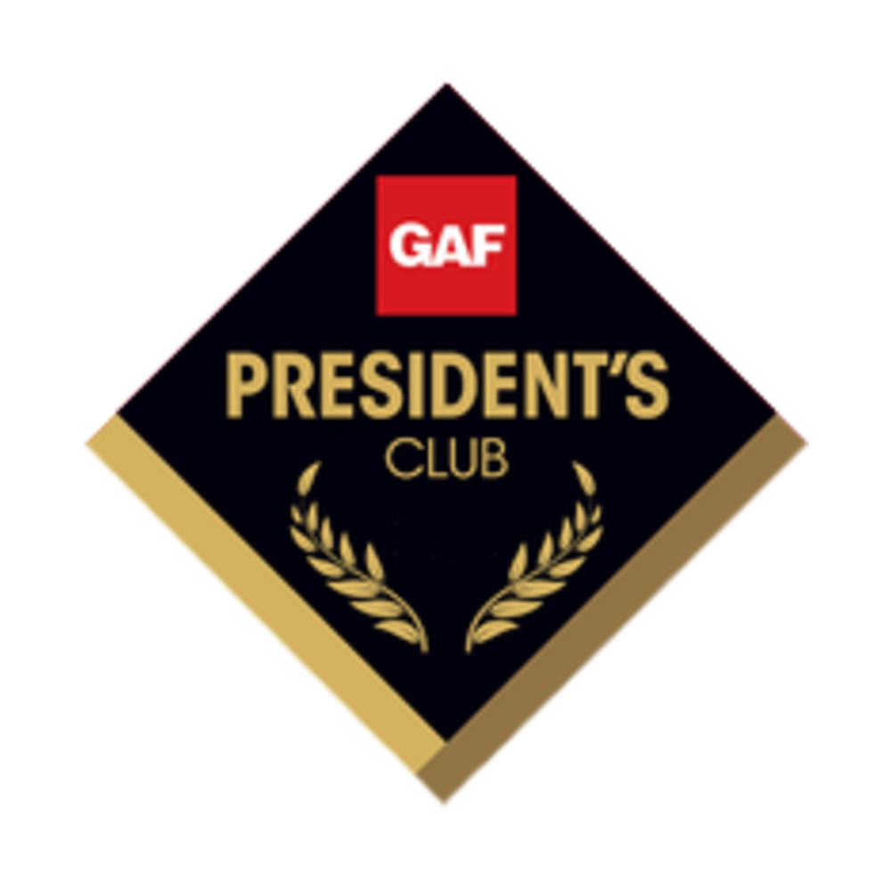 President’s Club certified roofing contractor badge held by Thrush & Son of Dayton, Ohio