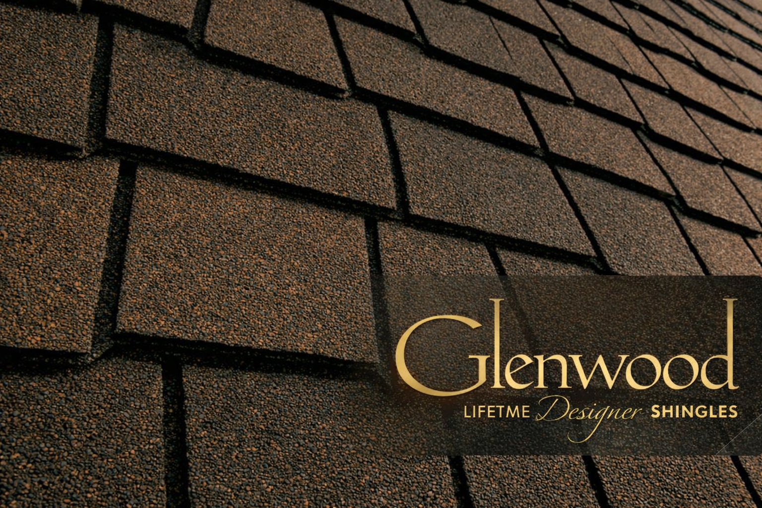 GAF Glenwood shingles close-up showing textured wood shake style roofing with lifetime designer shingle detail.