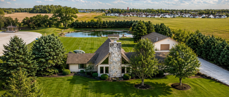Luxury Countryside Estate Exterior With Private Pond Views - Thrush & Son®