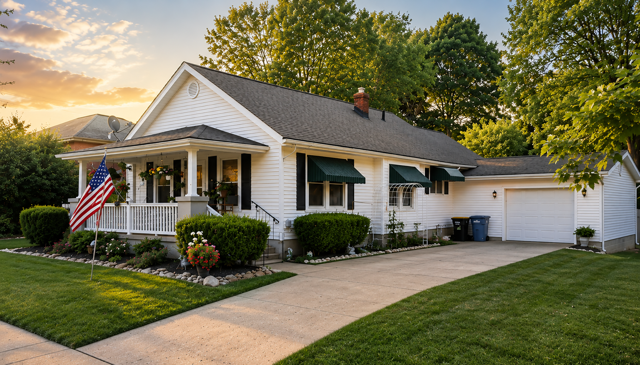 Brookville Ohio home with a new roof, seamless gutters and fascia, used in the Thrush & Son gutter and fascia color visualizer