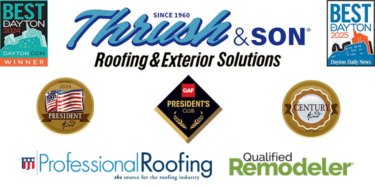 Choose a shingle with Thrush & Son, award-winning roofing contractor recognized by GAF President's Club, Best of Dayton, and Qualified Remodeler.