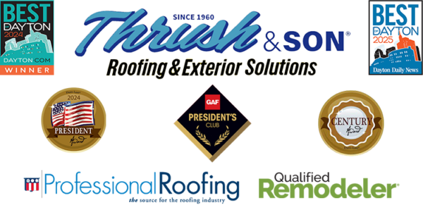 Choose a shingle with Thrush & Son, award-winning roofing contractor recognized by GAF President’s Club, Best of Dayton, and Qualified Remodeler.