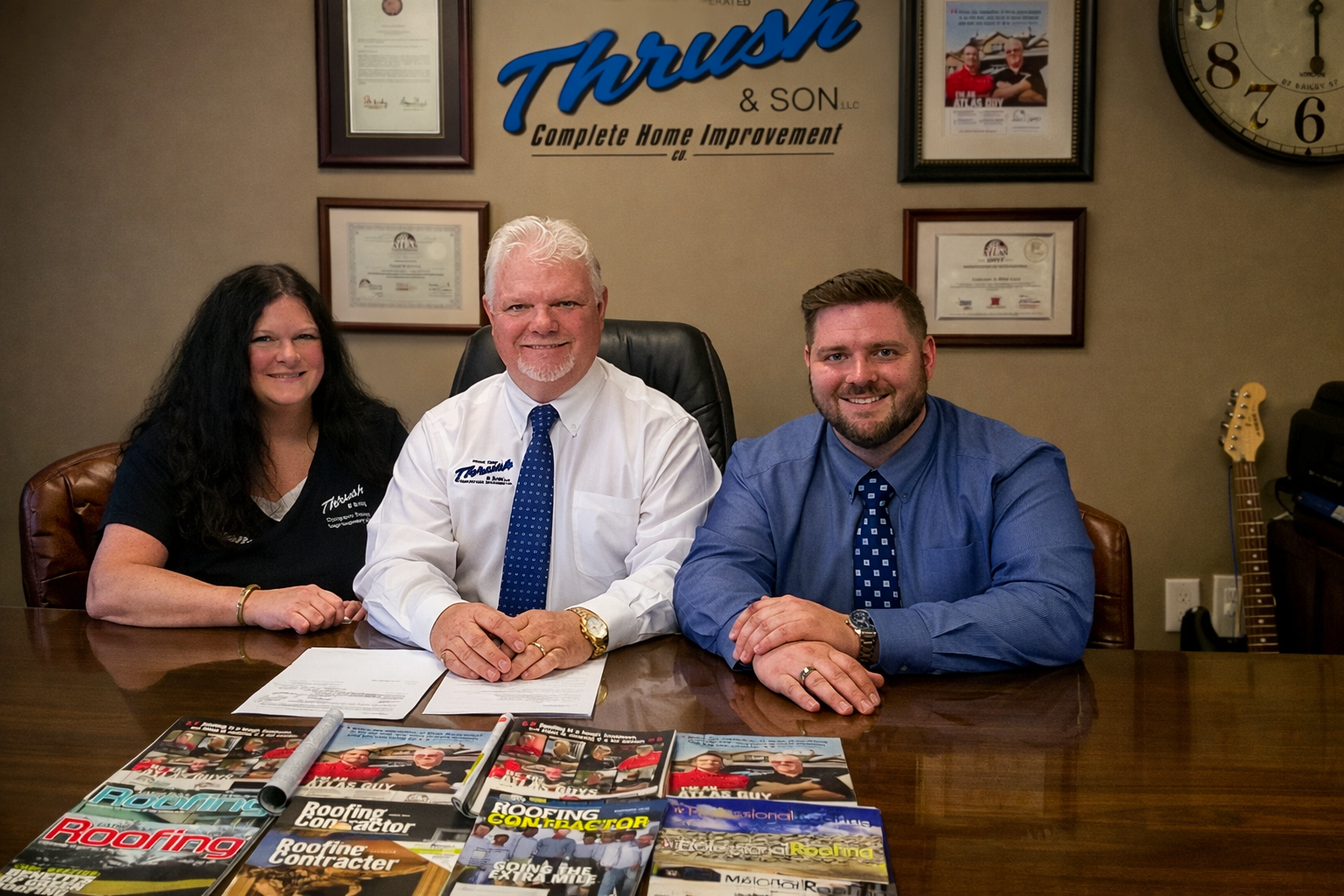 Thrush & Son leadership team discussing a remodeling franchise opportunity at their Dayton Ohio office