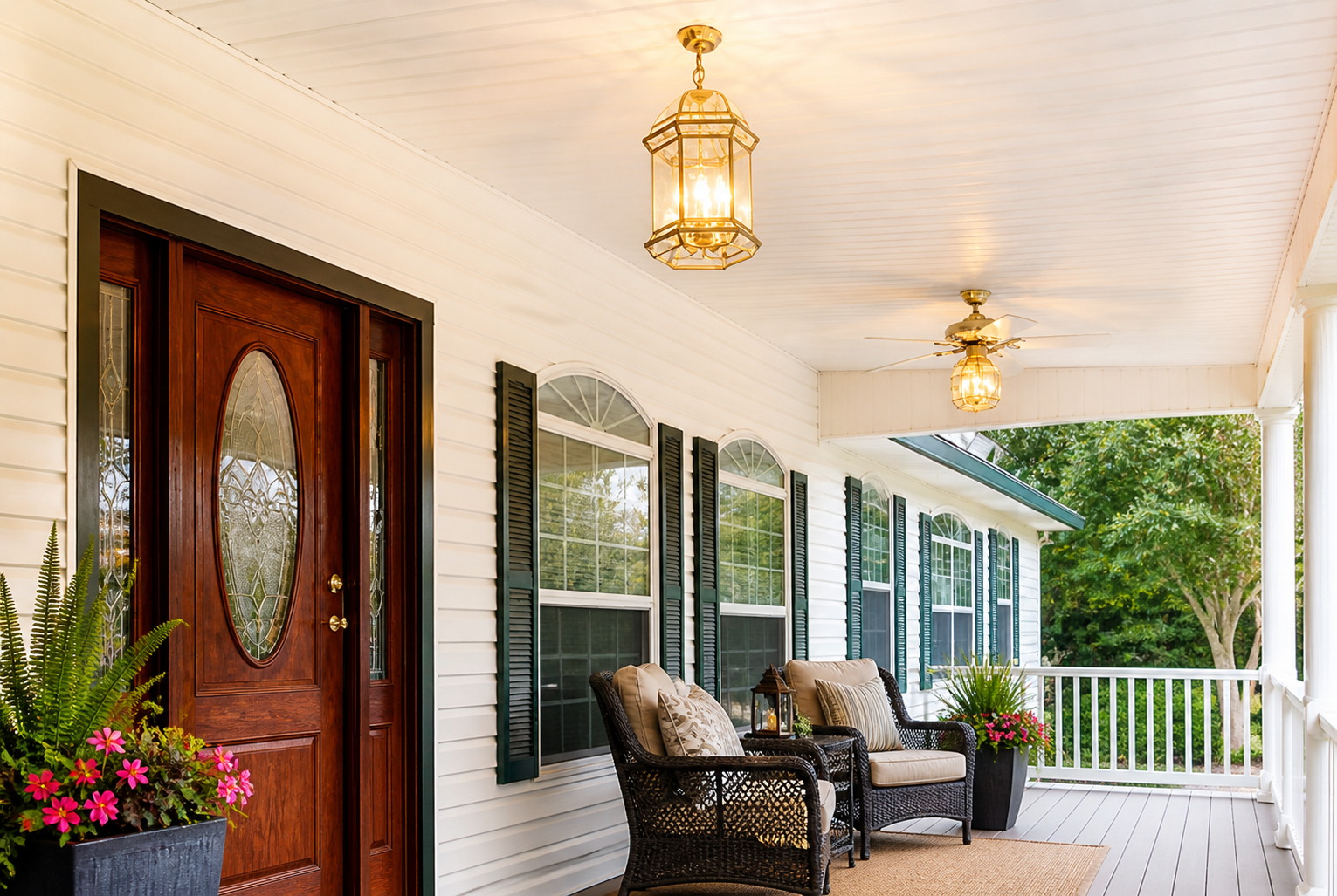 Home exterior with soffit installation along roof overhang for ventilation and protection