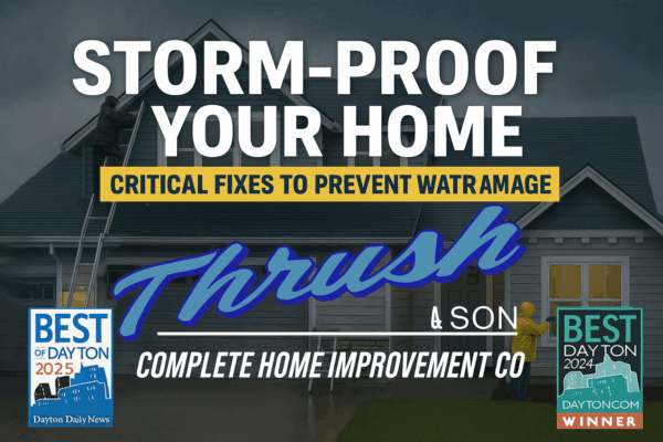 Prevent Water Damage to Your Home – 7 Essential Fixes | Thrush & Son® Prevent water damage to your home – Thrush & Son® exterior storm-proof upgrades with roofing, siding, and windows