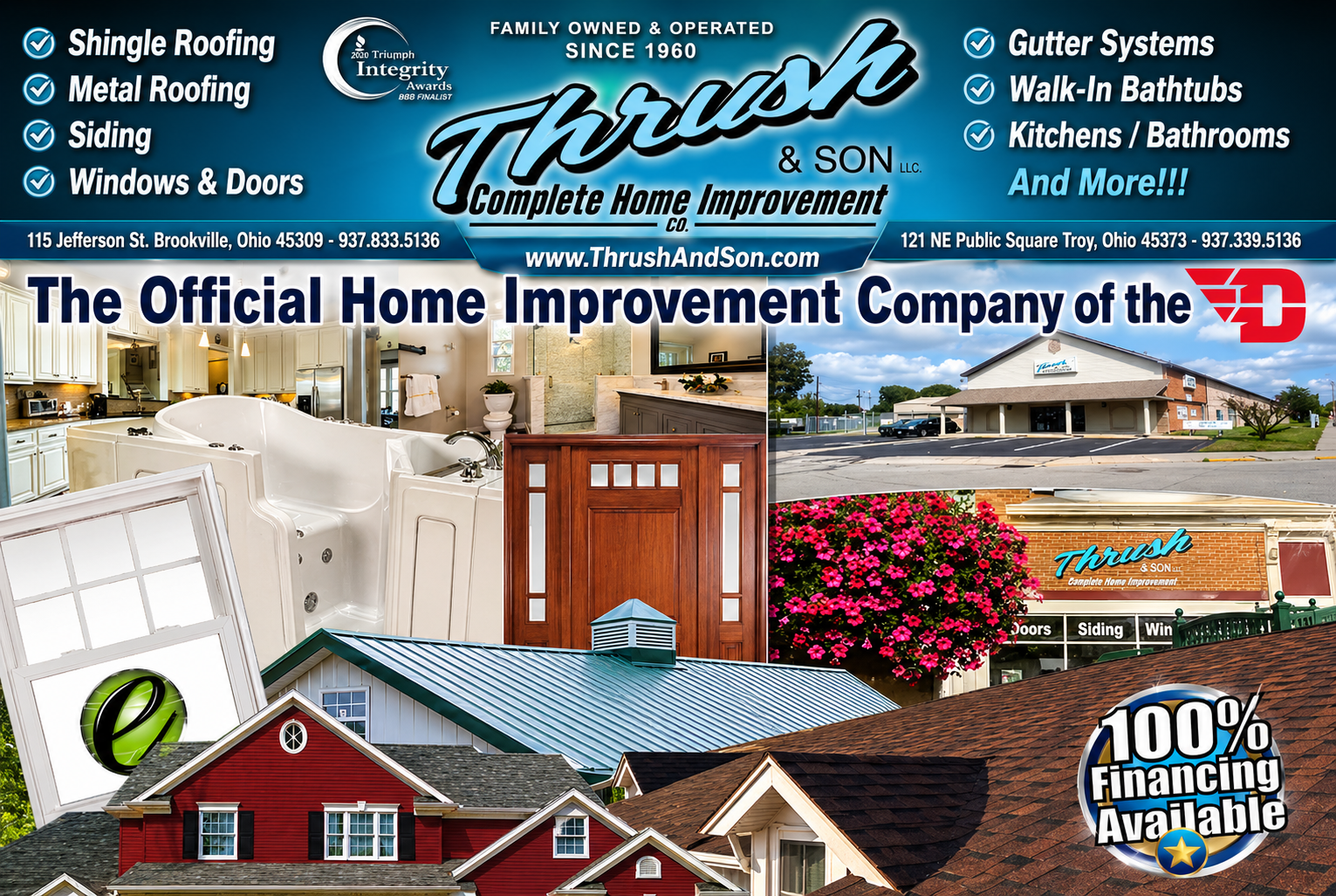 Thrush & Son Troy Office providing roofing, siding, windows, doors, metal roofing, gutters, and home improvement services in Troy Ohio.