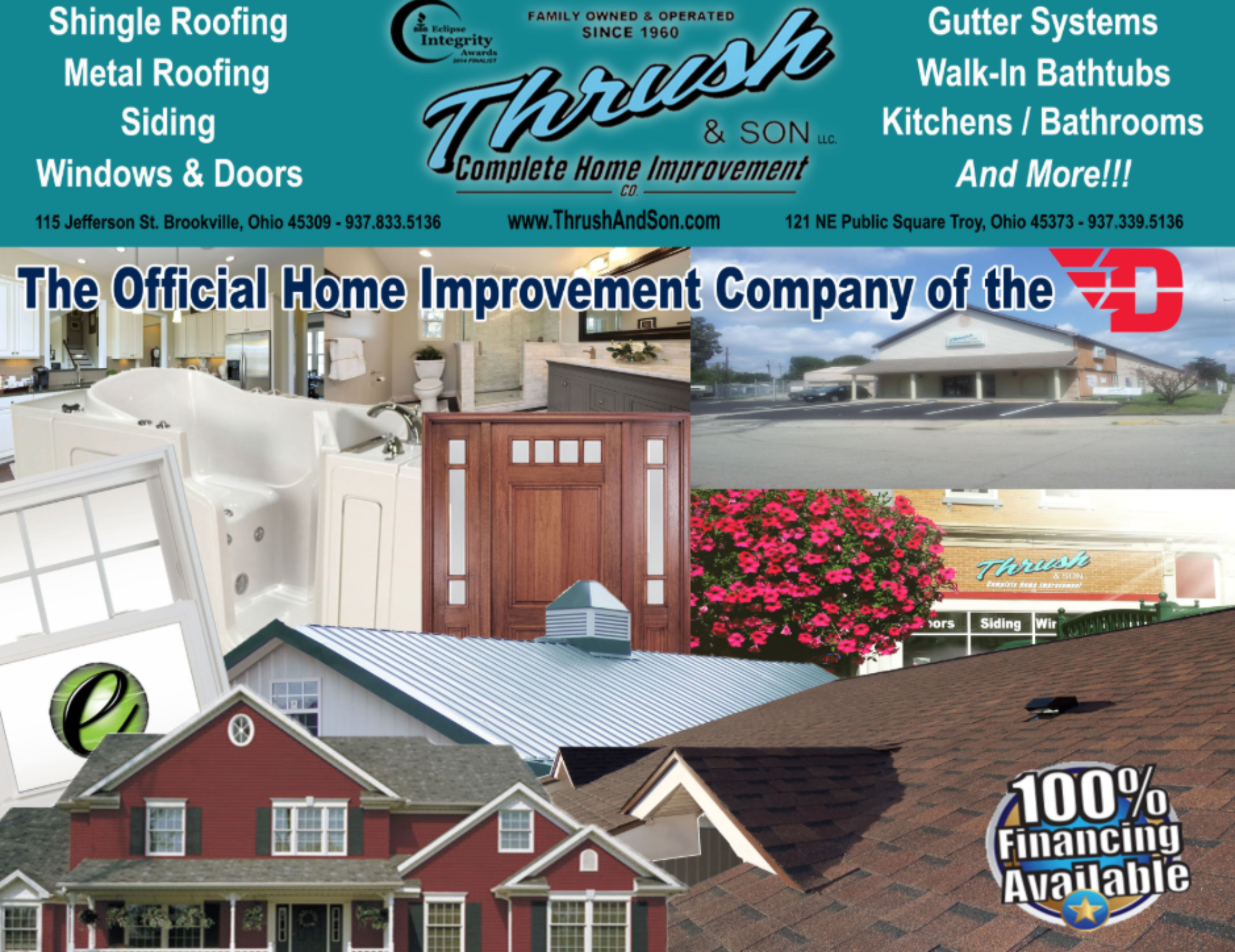 Thrush & Son Troy Office providing roofing, siding, windows, doors, metal roofing, gutters, and home improvement services in Troy Ohio
