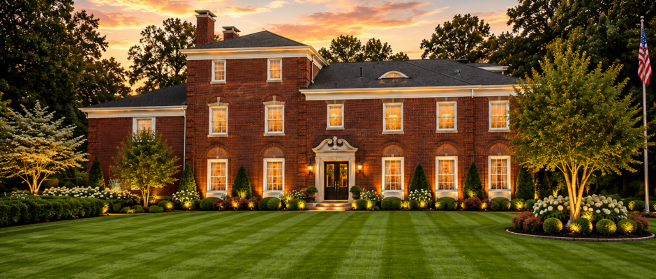 Timeless Brick Estate With Refined Evening Curb Appeal - Thrush & Son®