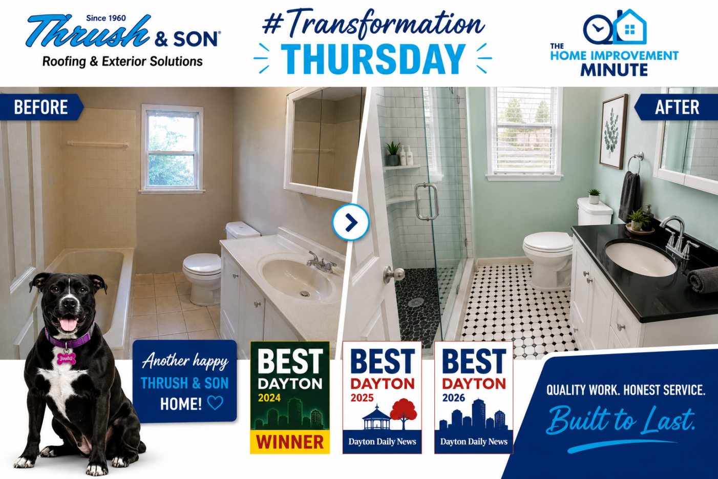 Small bathroom transformation by Thrush & Son.