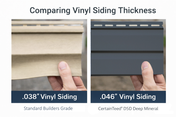 Vinyl Siding Installation Problems Related to Panel Thickness vinyl siding installation problems caused by thin .038 siding compared to .046 D5D panel