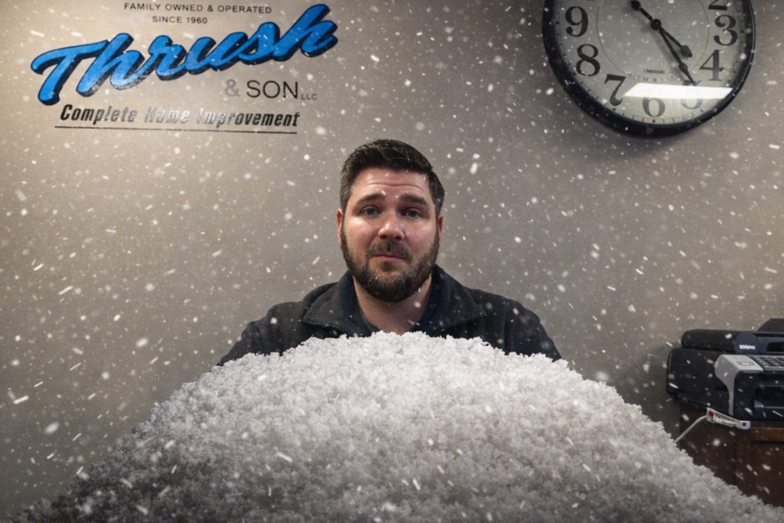 Thrush & Son expert explaining winter roofing issues — we have answers for homeowners facing snow and ice problems